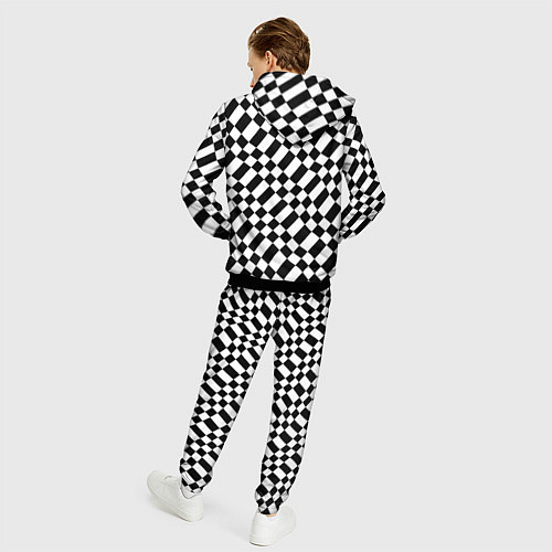 Мужской костюм Шахматка искажённая чёрно-белая / 3D-Черный – фото 4