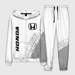 Мужской костюм Honda speed на светлом фоне со следами шин: надпис