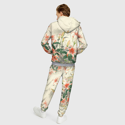 Мужской костюм Тигровые лилии - японский стиль / 3D-Меланж – фото 4