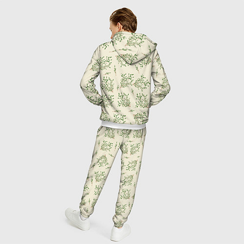 Мужской костюм Веточки с зелеными листьями / 3D-Белый – фото 4
