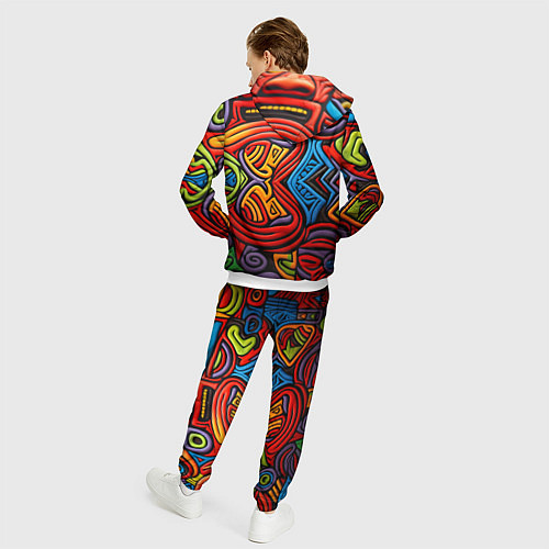 Мужской костюм Разноцветный узор в стиле абстракционизм / 3D-Белый – фото 4