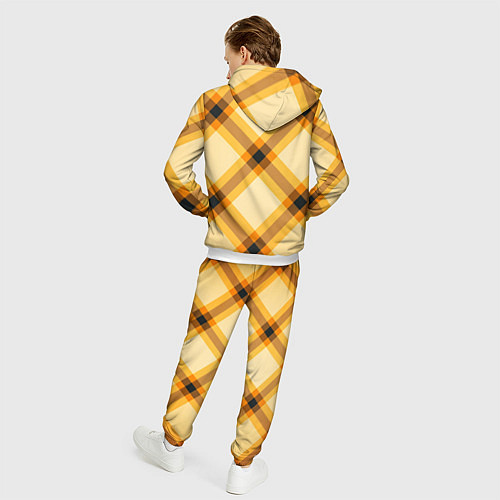 Мужской костюм Желтая шотландская клетка / 3D-Белый – фото 4