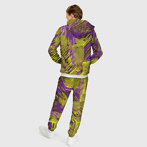 Мужской костюм Киберпанк линии фиолетовые и жёлтые / 3D-Белый – фото 4