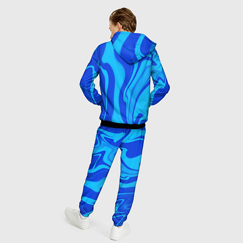 Мужской костюм Абстракция разлитые краски сине-голубой / 3D-Черный – фото 4