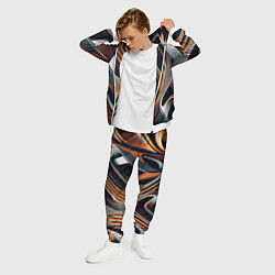 Костюм мужской Слияние красок оранжевого и чёрного абстракция, цвет: 3D-белый — фото 2