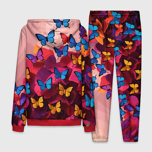 Мужской костюм Разноцветные бабочки - розовые цветы / 3D-Красный – фото 2