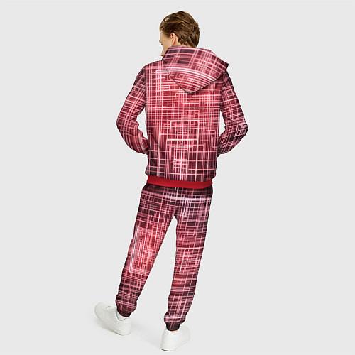 Мужской костюм Красные неоновые полосы киберпанк / 3D-Красный – фото 4