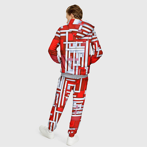 Мужской костюм Полосы на красном фоне / 3D-Меланж – фото 4