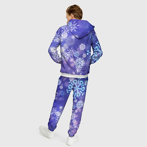 Мужской костюм Крупные снежинки на фиолетовом / 3D-Белый – фото 4