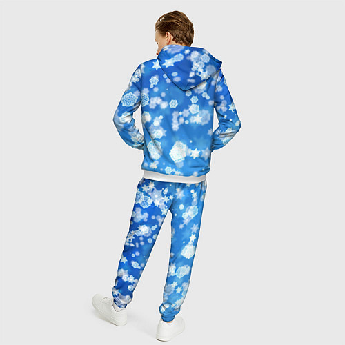 Мужской костюм Декоративные снежинки на синем / 3D-Белый – фото 4