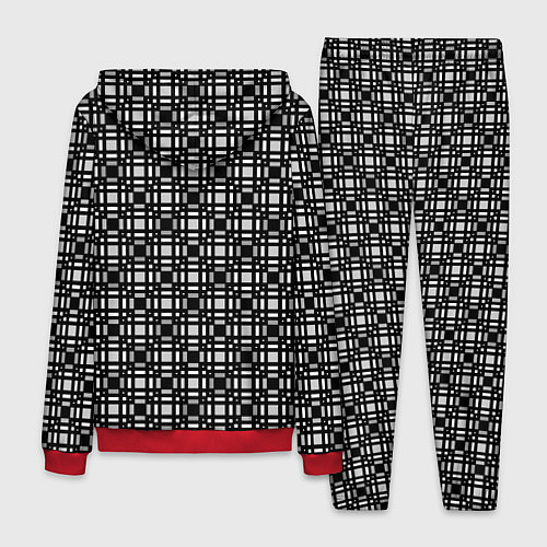 Мужской костюм Черно белый геометрический клетчатый узор / 3D-Красный – фото 2