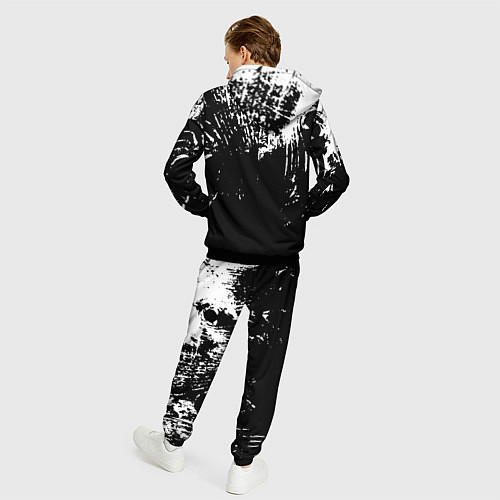 Мужской костюм Черно-белый гранж текстуры дерева / 3D-Черный – фото 4
