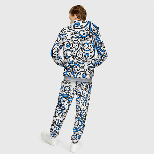 Мужской костюм Синие кружевные узоры / 3D-Меланж – фото 4
