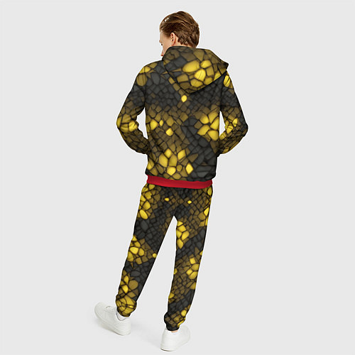 Мужской костюм Жёлтый трескающийся камень / 3D-Красный – фото 4