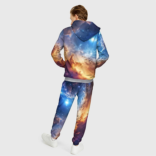 Мужской костюм Оранжевая небула космос / 3D-Меланж – фото 4