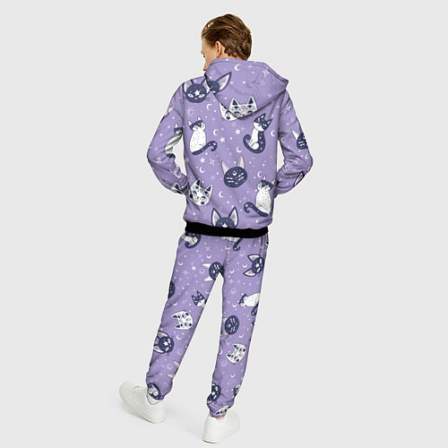 Мужской костюм Мистические кошечки - паттерн фиолетовый / 3D-Черный – фото 4