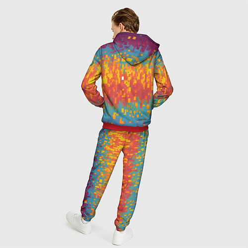 Мужской костюм Разноцветные пиксели / 3D-Красный – фото 4