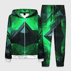 Костюм мужской Зеленая абстракция геометрическая, цвет: 3D-белый