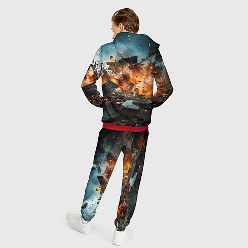 Мужской костюм Взрыв плит абстракция / 3D-Красный – фото 4