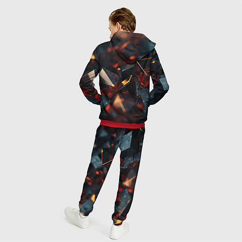 Мужской костюм Темные абстрактные кубы / 3D-Красный – фото 4