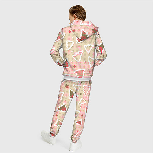 Мужской костюм Розовые узоры ёлки / 3D-Белый – фото 4