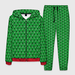 Костюм мужской Зелёные и чёрные треугольники, цвет: 3D-красный