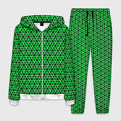Костюм мужской Зелёные и чёрные треугольники, цвет: 3D-белый