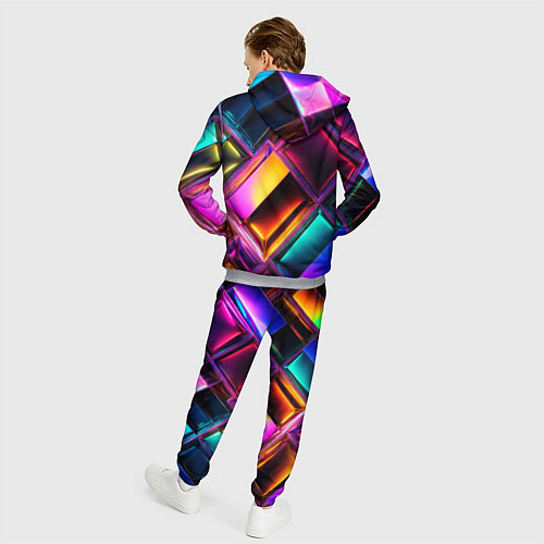 Мужской костюм Цветные стеклянные блоки - неоновый геометричный у / 3D-Меланж – фото 4