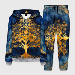 Мужской костюм Волшебное золотое дерево на синем фоне
