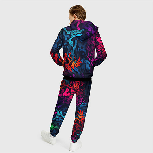 Мужской костюм Кислотная яркая абстракция в камуфляжном стиле / 3D-Черный – фото 4