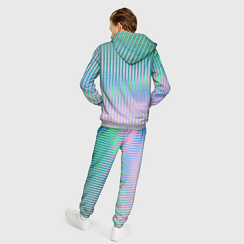 Мужской костюм Голографический эффект светлых тонов полос / 3D-Меланж – фото 4