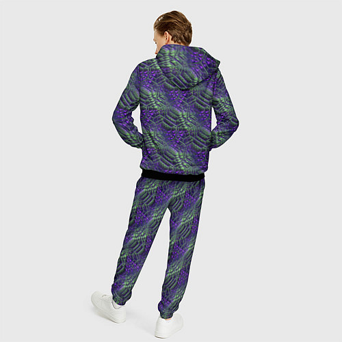 Мужской костюм Фиолетово-зеленые ромбики / 3D-Черный – фото 4