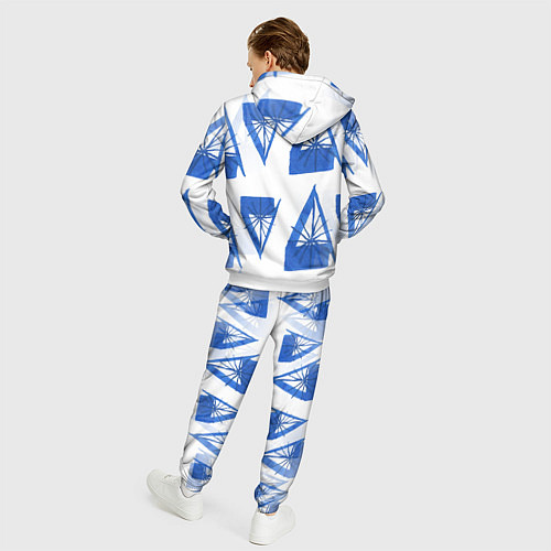 Мужской костюм Акварельные треугольники со снежинками / 3D-Белый – фото 4