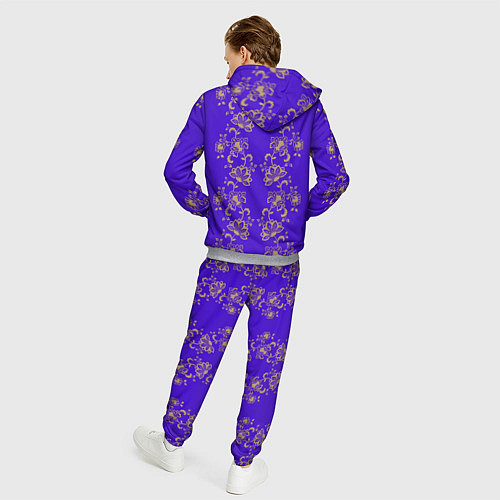 Мужской костюм Контурные цветы на фиолетовом фоне / 3D-Меланж – фото 4