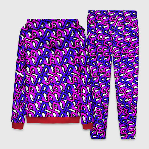 Мужской костюм Фиолетовый узор и чёрная обводка / 3D-Красный – фото 2