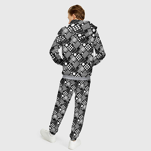 Мужской костюм Черно белый узор из геометрических фигур / 3D-Меланж – фото 4
