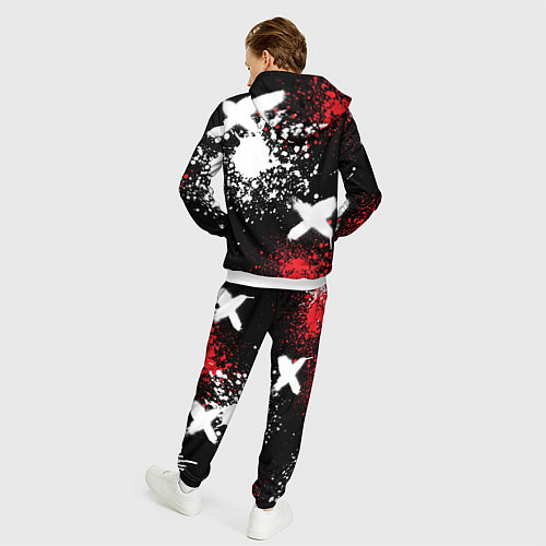 Мужской костюм Шкода на фоне граффити и брызг красок / 3D-Белый – фото 4