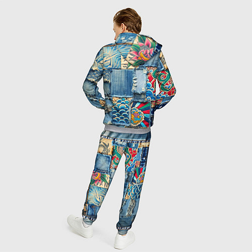 Мужской костюм Японские мотивы на дениме / 3D-Меланж – фото 4