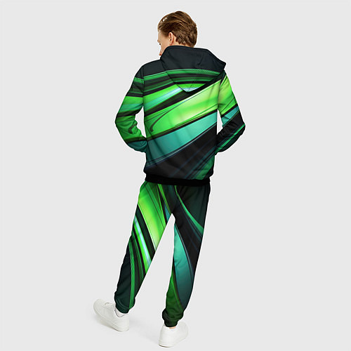 Мужской костюм Абстрактные геометрические плавные линии минимализ / 3D-Черный – фото 4