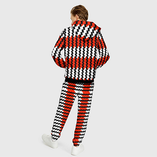 Мужской костюм Вертикальные красно-белые полосы / 3D-Черный – фото 4