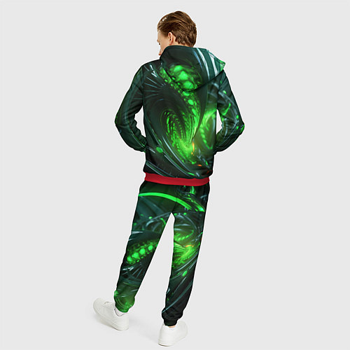 Мужской костюм Кислотная зеленая яркая неоновая абстракция / 3D-Красный – фото 4