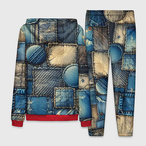 Мужской костюм Denim patchwork - ai art / 3D-Красный – фото 2