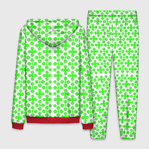 Мужской костюм Зелёные четырёхлистники на белом фоне / 3D-Красный – фото 2