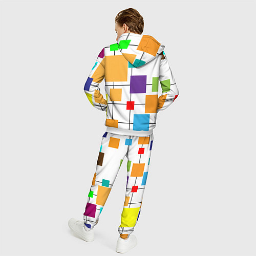 Мужской костюм Разноцветные квадраты паттерны / 3D-Белый – фото 4