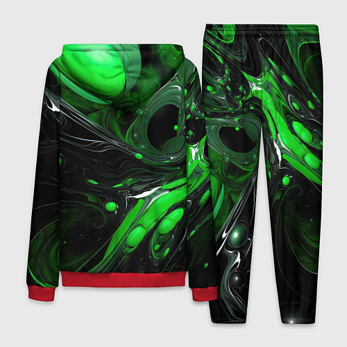 Мужской костюм Green dark abstract geometry style / 3D-Красный – фото 2