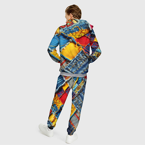 Мужской костюм Colorful denim patchwork - ai art / 3D-Меланж – фото 4