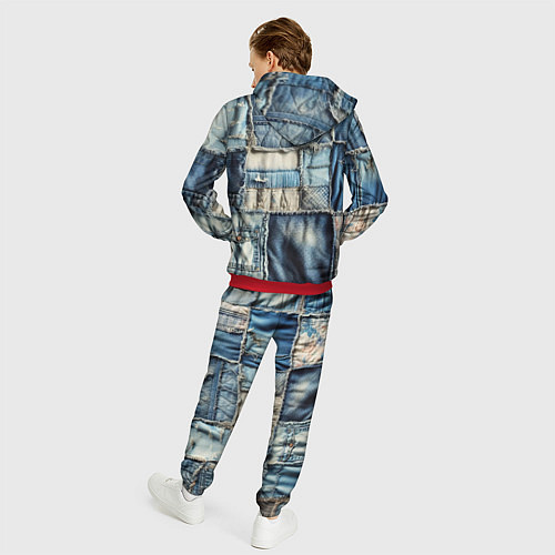 Мужской костюм Patchwork denim - vogue / 3D-Красный – фото 4