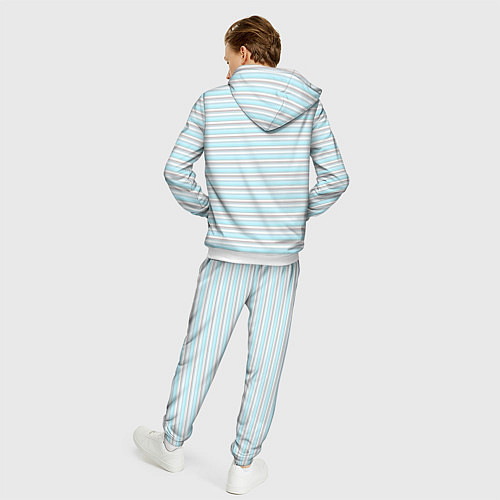 Мужской костюм Светлый серо-голубой полосами / 3D-Белый – фото 4