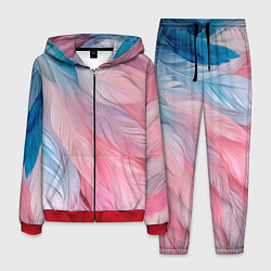 Костюм мужской Пастельно-голубые и розовые перья, цвет: 3D-красный