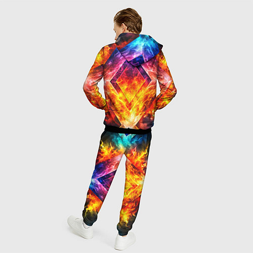 Мужской костюм Красочный неоновый узор с огнем на фоне / 3D-Черный – фото 4